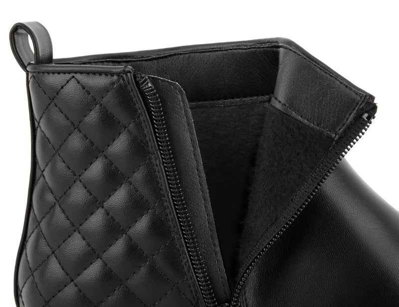 MaxMuxun Women's Ankle Boots Flat Low Heel Booties Ladies Quilted Fall Winter Fashion Boots with Side Zipper Black PU Size 9 - Image 5